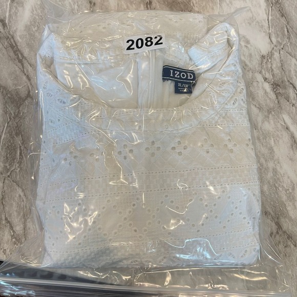 IZOD Eyelet Sleeveless Dress White Casual Summer Beach Cover Up XL - Picture 9 of 9